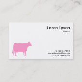 Carte De Visite Vache Rose Symbole - Blanc (Dos)