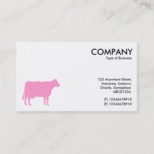 Carte De Visite Vache Rose Symbole - Blanc (Devant)