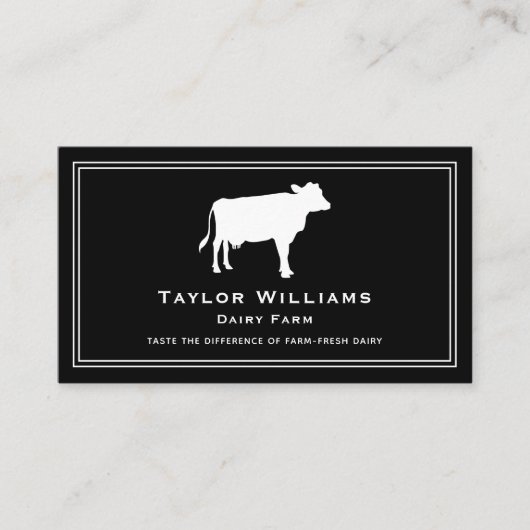 Carte De Visite Vaches blanches noires Vache éleveur laitier ferme (Devant)