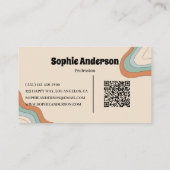 Carte De Visite Vague Abstrait Rétro Arc-en-ciel avec Code QR (Dos)