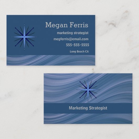 Carte De Visite Vague bleue moderne (Devant / Derrière)