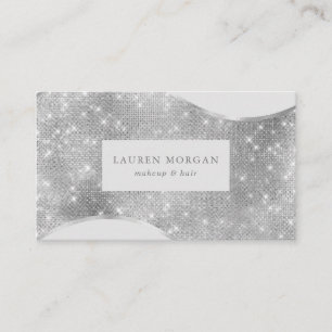 Carte De Visite vague de papier brillant argenté luxueux