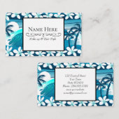 Carte De Visite vague de surf tropicale avec palmiers (Devant / Derrière)