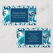Carte De Visite vague de surf tropicale avec palmiers (Devant / Derrière)