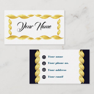 Carte De Visite Vague d'or au design blanc