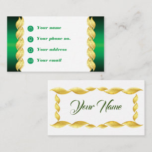 Carte De Visite Vague d'or sur le design vert métallique