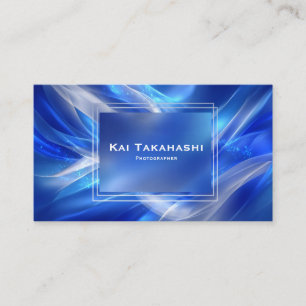 Carte De Visite Vague lumineuse bleue abstraite moderne cadre blan