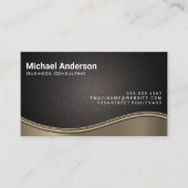 Carte De Visite Vague métallique | Arrière - plan de texture noire (Devant)