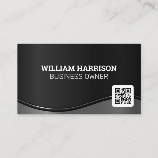 Carte De Visite Vague métallique | Code QR (Devant)