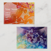 Carte De Visite VAGUES 2, jaune vif brun violet bleu violet (Devant / Derrière)