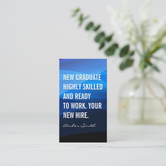 Carte De Visite Vagues Abstraites bleues | Nouveau diplômé (Debout devant)