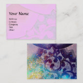 Carte De Visite VAGUES Abstraites Lilac bleu géométrique (Devant / Derrière)