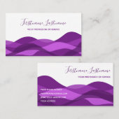 Carte De Visite Vagues abstraites violet pour la calligraphie d'af (Devant / Derrière)