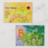 Carte De Visite VAGUES AMÉTHYST Monogramme, jaune vif orange (Devant / Derrière)