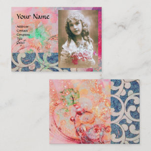 CARTE DE VISITE VAGUES, AQUA ROSE BLEU FLORAL SWIRLS MODÈLE PHOTO