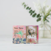 CARTE DE VISITE VAGUES, AQUA ROSE BLEU FLORAL SWIRLS MODÈLE PHOTO (Debout devant)