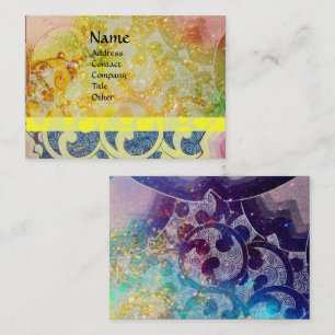 Carte De Visite VAGUES / Bleu Jaune brillant en étincelles d'or