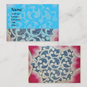 Carte De Visite VAGUES, brillantes, bleu rose vif (Devant / Derrière)