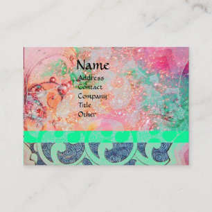 Carte De Visite VAGUES, brillantes, bleu rose vif