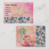 Carte De Visite VAGUES, brillantes, bleu rose vif (Devant / Derrière)