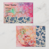 Carte De Visite VAGUES, brillantes, bleu rose vif (Devant / Derrière)