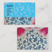 Carte De Visite VAGUES, brillantes, bleu rose vif (Devant / Derrière)