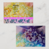 Carte De Visite VAGUES, brillantes, bleu rose vif (Devant / Derrière)