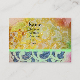 Carte De Visite VAGUES brillantes, vibrantes, jaunes, étincelles b