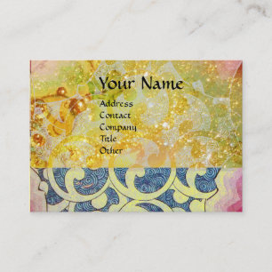 Carte De Visite VAGUES brillantes, vibrantes, jaunes, étincelles b