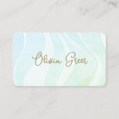 Carte De Visite Vagues d'aquarelle tendance Aqua Blue Retro (Devant)