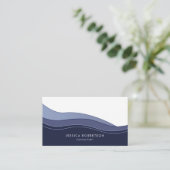 Carte De Visite Vagues de la marine bleue moderne (Debout devant)