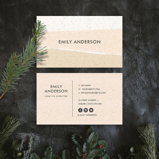 CARTE DE VISITE VAGUES DE TEXTURE CÉRAMIQUE ROSE NOIRE ABSTRAITES