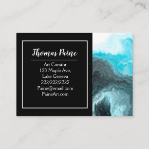 Carte De Visite Vagues de tourbillon bleues, blanches et noires