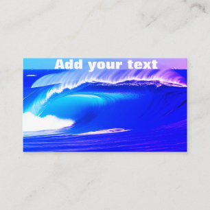 Carte De Visite Vagues d'océan bleu ajoutez votre texte eau rose a
