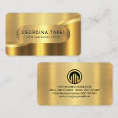 Carte De Visite Vagues dorées luxueuses CEO (Devant / Derrière)