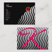 Carte De Visite VAGUES ÉLÉGANTES MONOGRAM RUBY, noir et blanc rose (Devant / Derrière)