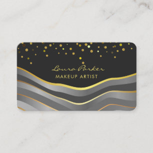 Carte De Visite Vagues Gris Or Minimal Stripes Artiste Maquillage