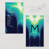 Carte De Visite VAGUES LÉGÈRES 1MONOGRAM, Bleu Aqua, Turquase, Tur (Devant / Derrière)