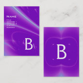 Carte De Visite VAGUES LUMINEUSES 2 MONOGRAMMES violet violet blan (Devant / Derrière)