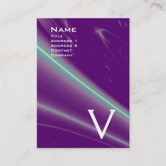 Carte De Visite VAGUES LUMINEUSES 2 MONOGRAMMES violet violet blan (Devant)