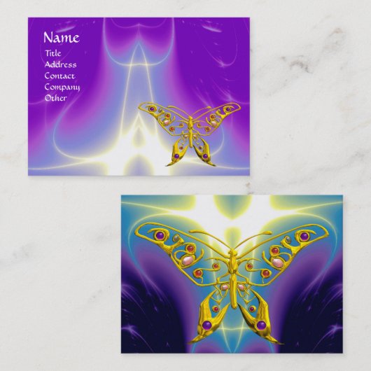 Carte De Visite VAGUES LUMINEUSES À BOUTEILLE HYPER, Rose, Violet, (Devant / Derrière)