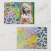 Carte De Visite VAGUES MODÈLE PHOTO, jaune vif bleu violet (Devant / Derrière)