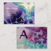 Carte De Visite VAGUES MONOGRAM, bleu violet clair (Devant / Derrière)