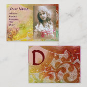 Carte De Visite VAGUES MONOGRAM MODÈLE PHOTO rose jaune brun (Devant / Derrière)