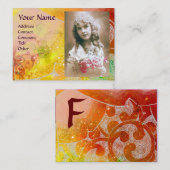 Carte De Visite VAGUES MONOGRAM MODÈLE PHOTO rose jaune brun (Devant / Derrière)