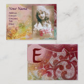 Carte De Visite VAGUES MONOGRAM MODÈLE PHOTO rose jaune brun (Devant / Derrière)