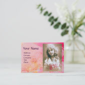 Carte De Visite VAGUES MONOGRAM MODÈLE PHOTO rose violet bleu (Debout devant)