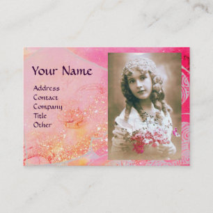 Carte De Visite VAGUES MONOGRAM MODÈLE PHOTO rose violet bleu