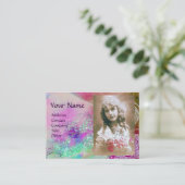 Carte De Visite VAGUES MONOGRAM MODÈLE PHOTO rose violet bleu (Debout devant)