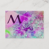 Carte De Visite VAGUES MONOGRAM MODÈLE PHOTO rose violet bleu (Dos)